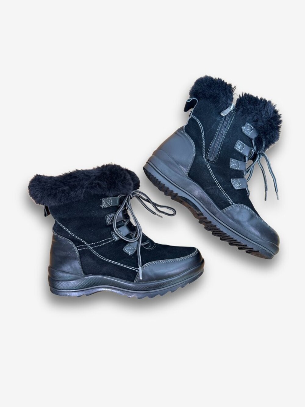 Artica Waterproof Winter Snow Boots Women Size 6 Black Insulated Faux Fur Ankle
